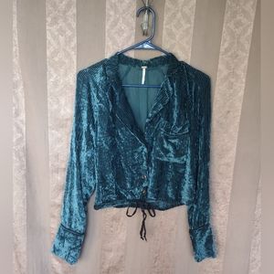 💎 Free People Women's Top Aspen Nights Velvet Teal